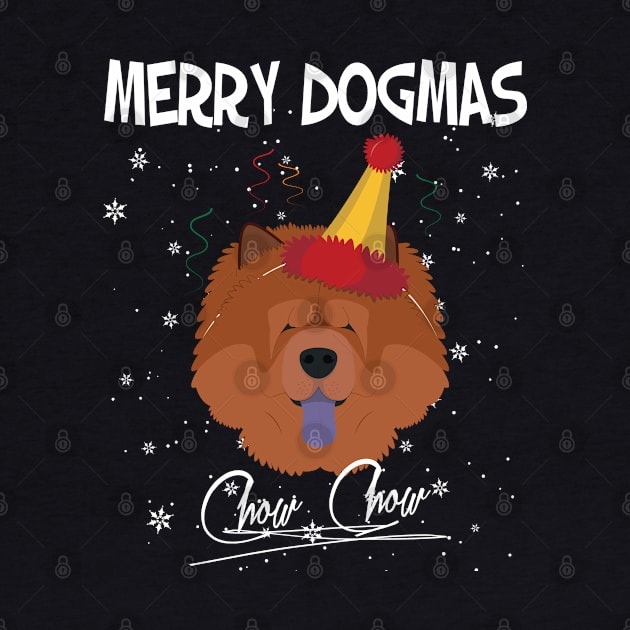 Merry Dogmas Chow Chow Dog Wearing A Party Hat Funny Xmas Gift by salemstore